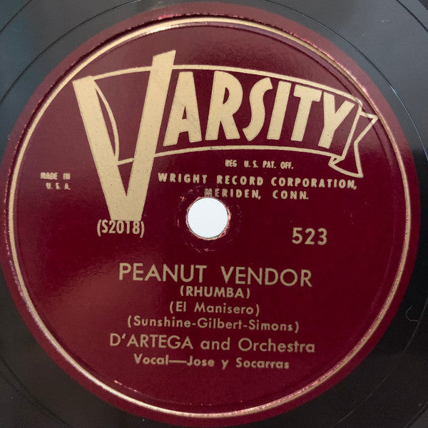 D'Artega And His Orchestra : Peanut Vendor / A Media Luz (Shellac, 10", Mar)