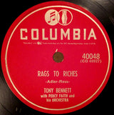 Tony Bennett With Percy Faith & His Orchestra : Rags To Riches / Here Comes That Heartache Again (Shellac, 10", Bri)