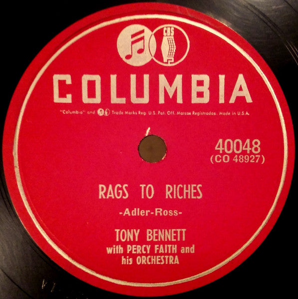 Tony Bennett With Percy Faith & His Orchestra : Rags To Riches / Here Comes That Heartache Again (Shellac, 10", Bri)