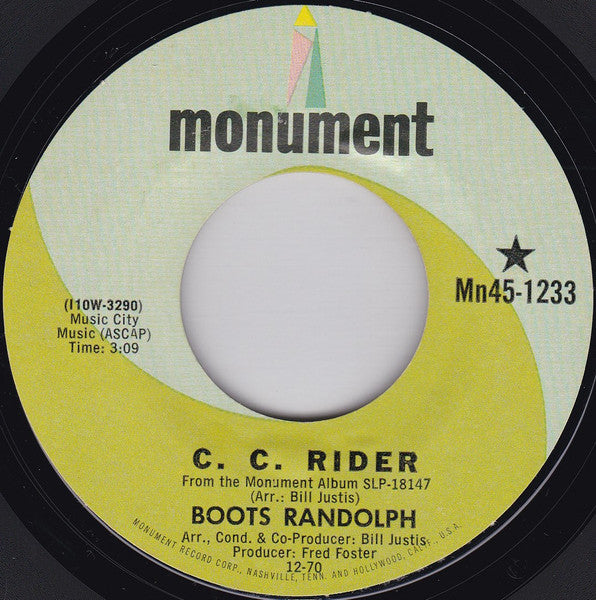 Boots Randolph : C. C. Rider / Take A Letter Maria (7", Mon)