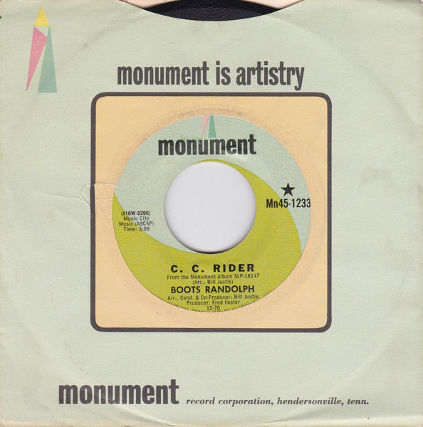 Boots Randolph : C. C. Rider / Take A Letter Maria (7", Mon)