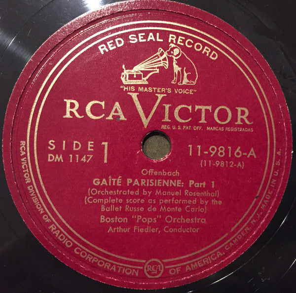 Jacques Offenbach - Manuel Rosenthal / Boston Pops Orchestra, Arthur Fiedler : Gaîté Parisienne (4xShellac, 12", Album)