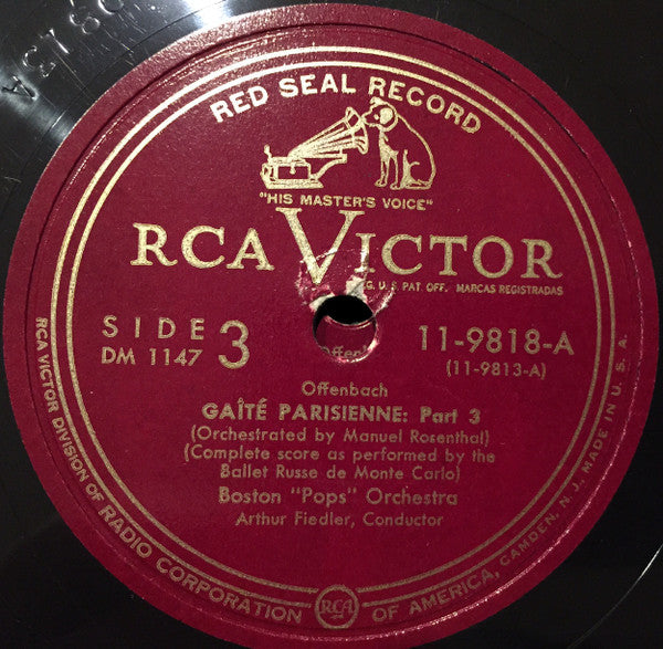 Jacques Offenbach - Manuel Rosenthal / Boston Pops Orchestra, Arthur Fiedler : Gaîté Parisienne (4xShellac, 12", Album)