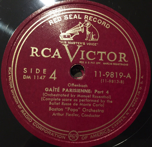 Jacques Offenbach - Manuel Rosenthal / Boston Pops Orchestra, Arthur Fiedler : Gaîté Parisienne (4xShellac, 12", Album)