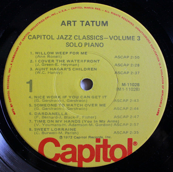 Art Tatum : Solo Piano (LP, Comp, Mono)