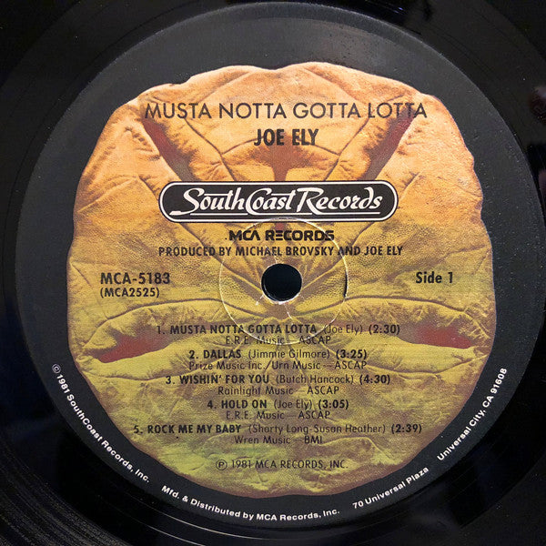 Joe Ely : Musta Notta Gotta Lotta (LP, Album, Pin)