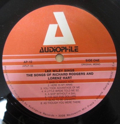 Lee Wiley / Rodgers & Hart, Harold Arlen : Sings The Songs Of... (LP, Comp, Mono, Gat)