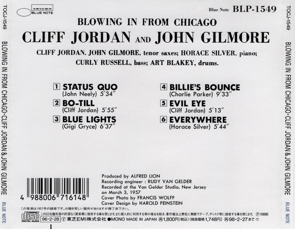 Clifford Jordan & John Gilmore : Blowing In From Chicago (CD, Album, Mono, RE, RM)