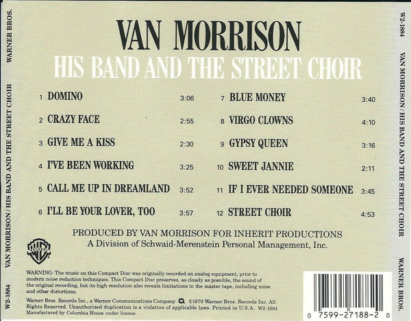 Van Morrison : His Band And The Street Choir (CD, Album, Club, RE)