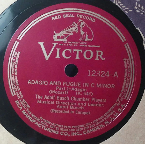 Busch Chamber Players, Adolf Busch : Adagio And Fugue In C Minor (K. 546) (Shellac, 12", RP, Hol)