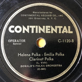 Sula's Musette Orchestra / Donald's Polka Orchestra : Bohemian Polka / Helena - Emilia - Clarinet Polkas (Shellac, 10")