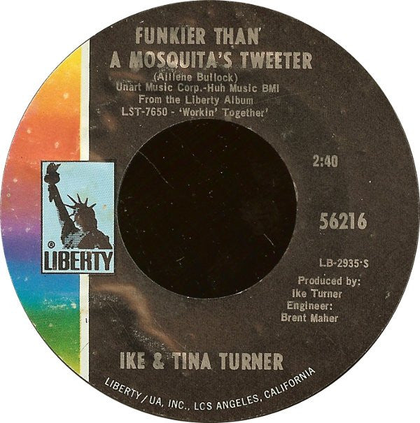 Ike & Tina Turner : Proud Mary / Funkier Than A Mosquita's Tweeter (7", Single)