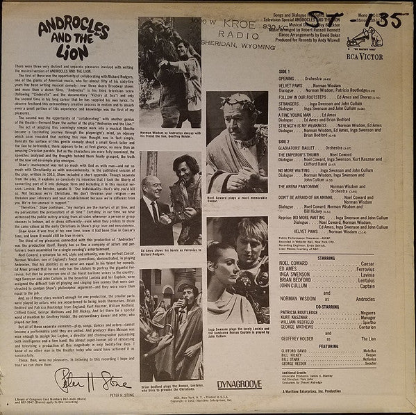 Cast Of The TV Special Androcles And The Lion : Androcles And The Lion (LP, Mono)