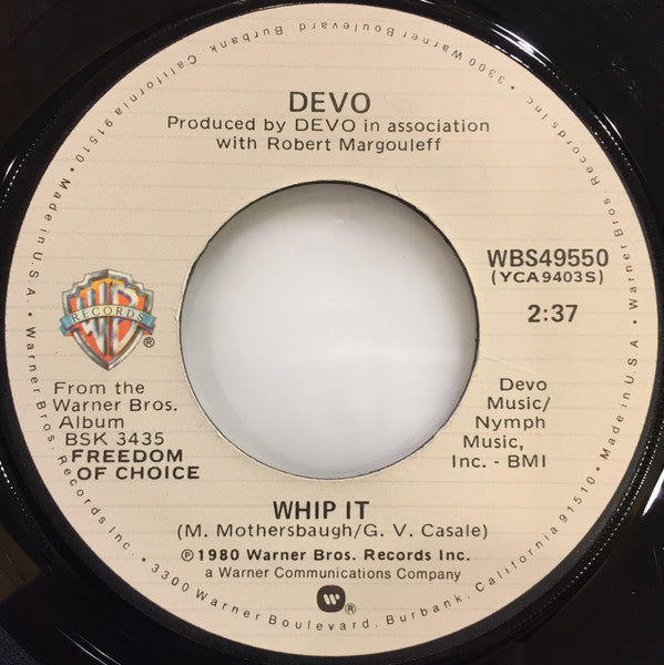 Devo : Whip It  (7", Single, Los)