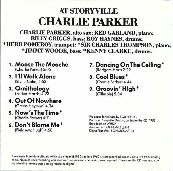 Charlie Parker : At Storyville (CD, Album, Club, RE)