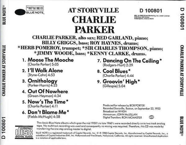 Charlie Parker : At Storyville (CD, Album, Club, RE)