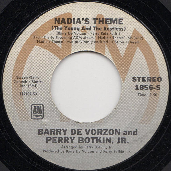 Barry De Vorzon And Perry Botkin Jr. : Nadia's Theme (The Young And The Restless) (7", Single, Styrene, Ter)