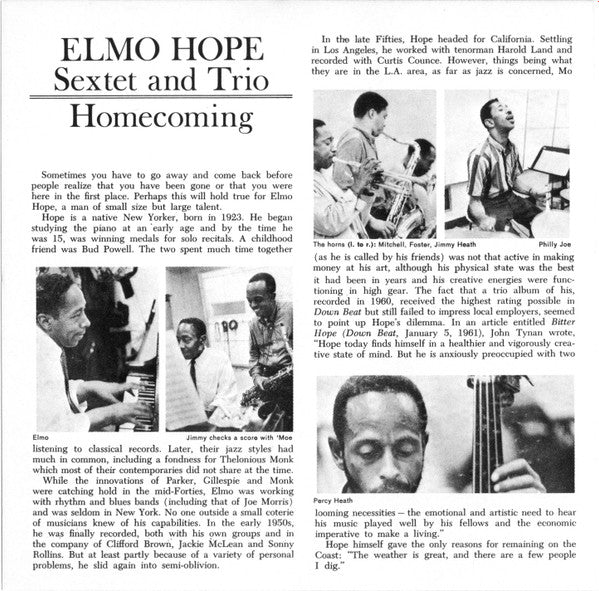 Elmo Hope Sextet And Elmo Hope Trio : Homecoming! (CD, Album, Ltd, RE, RM)