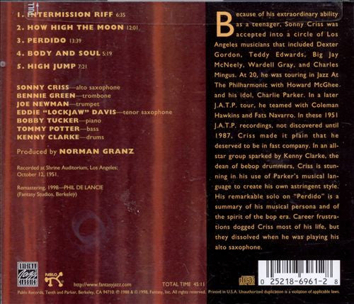 Sonny Criss : Intermission Riff (CD, Album, RE, RM)