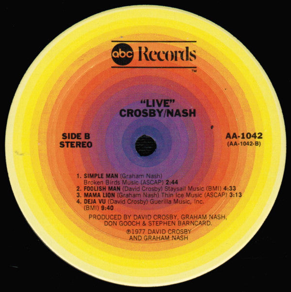 Crosby & Nash : Live (LP, Album, Ter)