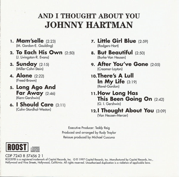 Johnny Hartman : And I Thought About You (CD, Album)