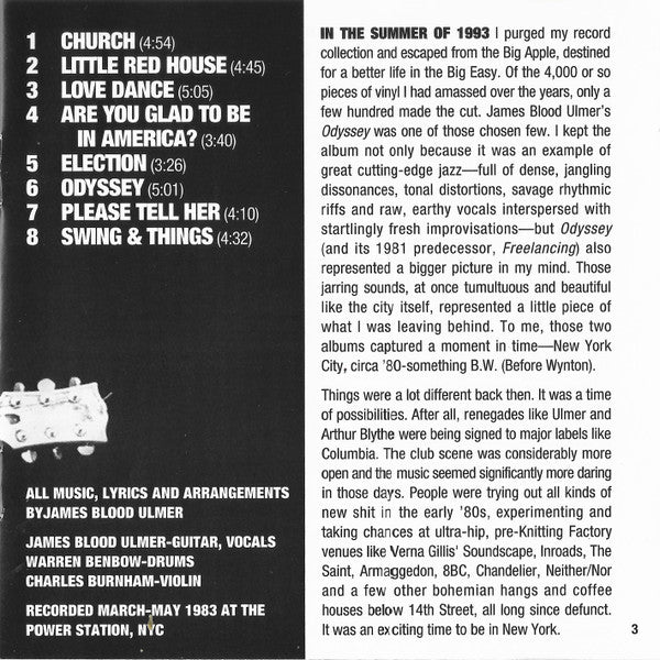 James Blood Ulmer : Odyssey (CD, Album, RE, RM)