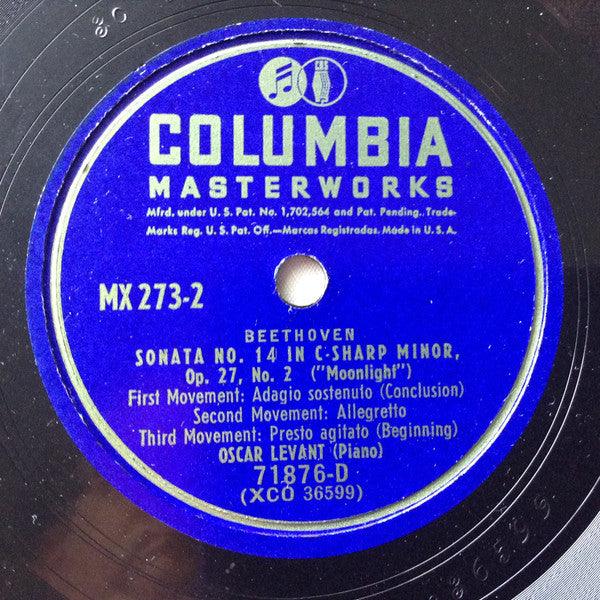 Oscar Levant - Ludwig van Beethoven : Moonlight Sonata (2xShellac, 12", Album)