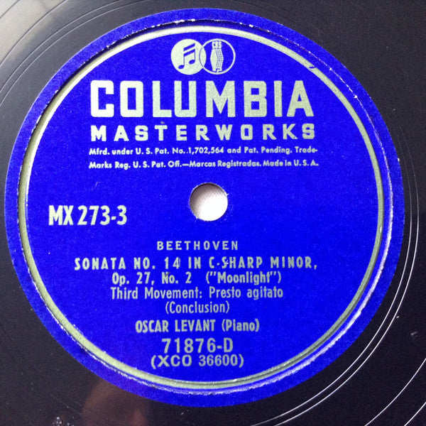 Oscar Levant - Ludwig van Beethoven : Moonlight Sonata (2xShellac, 12", Album)
