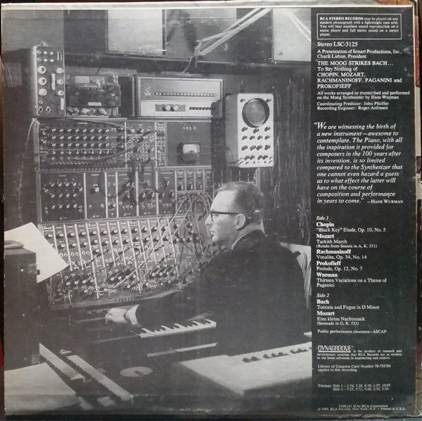 Hans Wurman : The Moog Strikes Bach... To Say Nothing Of Chopin, Mozart, Rachmaninoff, Paganini And Prokofieff (LP, Album, Ind)