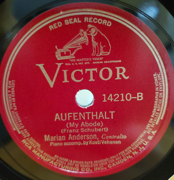 Marian Anderson : Ave Maria / Aufenthalt (Shellac, 12", RP)