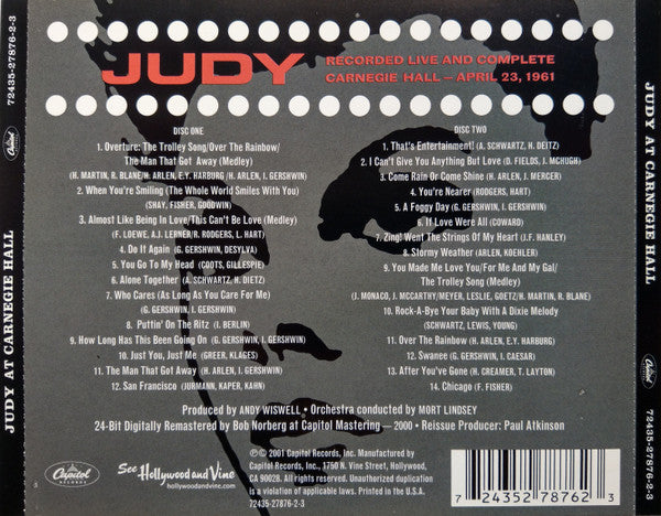 Judy Garland : Judy At Carnegie Hall (2xCD, Album, RE, RM, For)