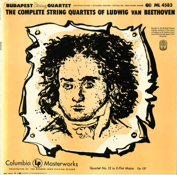Ludwig van Beethoven - Budapest String Quartet : The Complete String Quartets Of Ludwig Van Beethoven (Quartet No. 12 In E-Flat Major, Op. 127) (LP, Mono, RE)