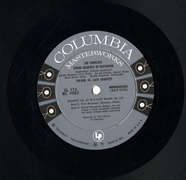 Ludwig van Beethoven - Budapest String Quartet : The Complete String Quartets Of Ludwig Van Beethoven (Quartet No. 12 In E-Flat Major, Op. 127) (LP, Mono, RE)