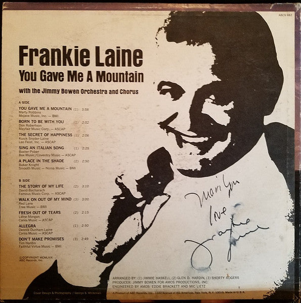 Frankie Laine : You Gave Me A Mountain (LP, Album)