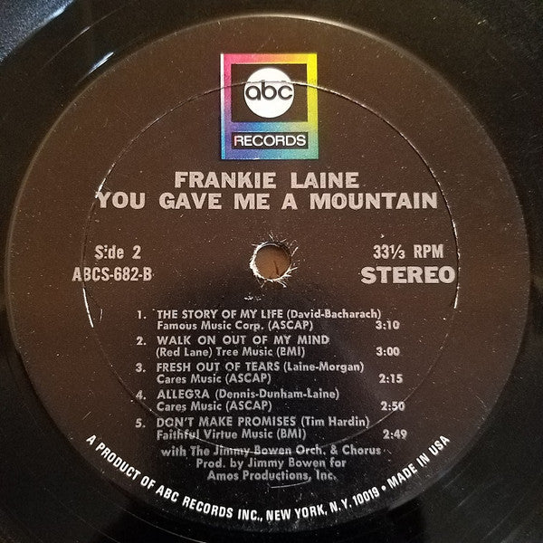 Frankie Laine : You Gave Me A Mountain (LP, Album)