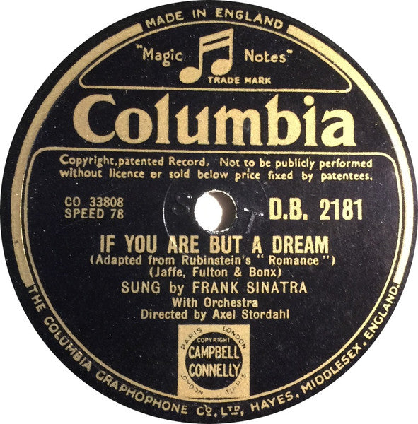 Frank Sinatra : If You Are But A Dream / Kiss Me Again (Shellac, 10", RP)