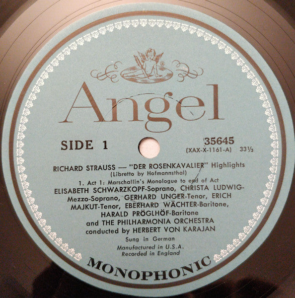 Richard Strauss, Herbert von Karajan : Der Rosenkavalier Highlights (LP, Album, Mono)