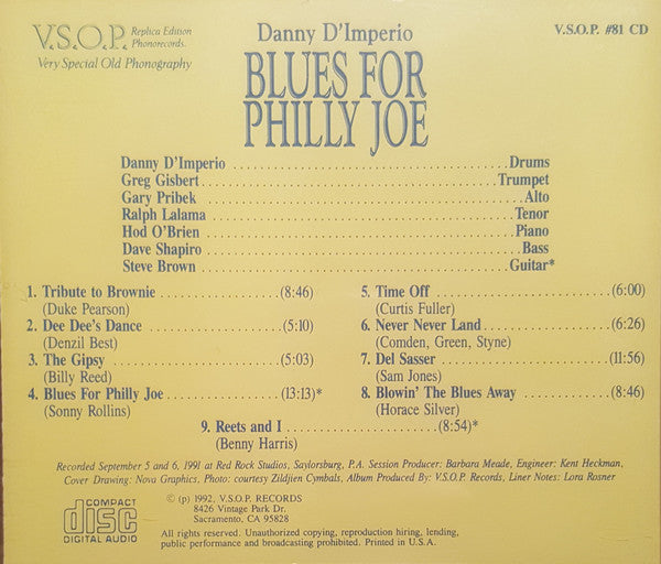 Danny D'Imperio : Blues For Philly Joe (CD, Album)