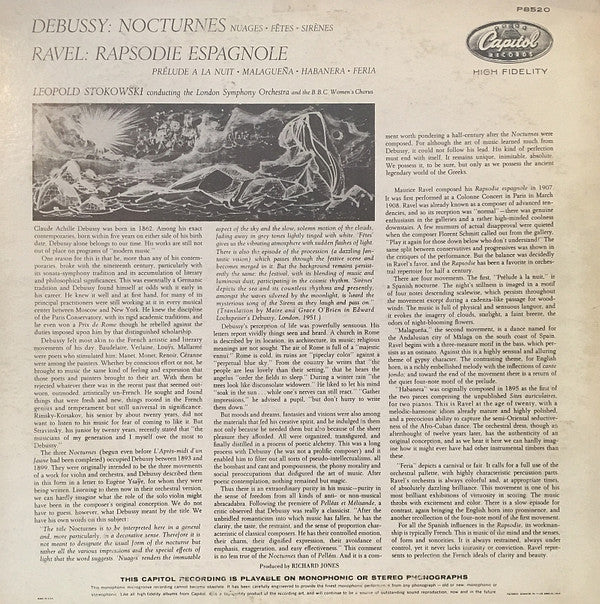 Debussy* / Ravel* - Stokowski*, London Symphony Orchestra ,  B.B.C. Women's Chorus : Nocturnes / Rapsodie Espagnole (LP, Album, Mono)