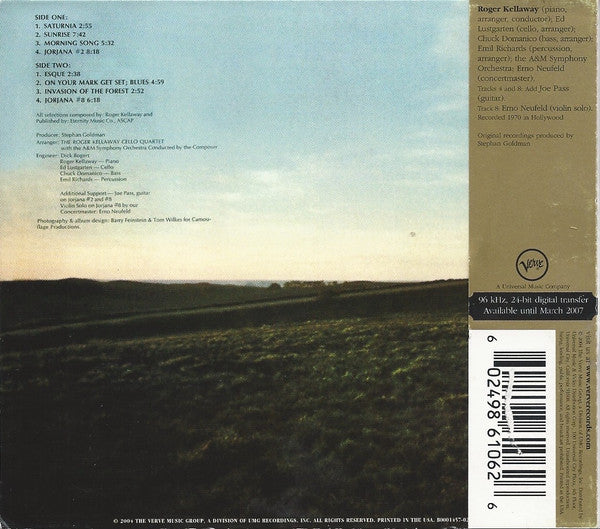 Roger Kellaway : The Roger Kellaway Cello Quartet (CD, Album, Ltd, RE, RM)