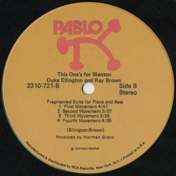 Duke Ellington and Ray Brown : This One's For Blanton (LP, Album)