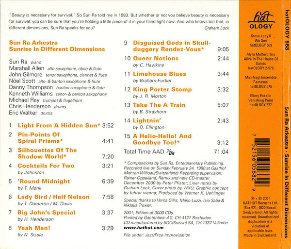 The Sun Ra Arkestra : Sunrise In Different Dimensions (CD, Album, RE)