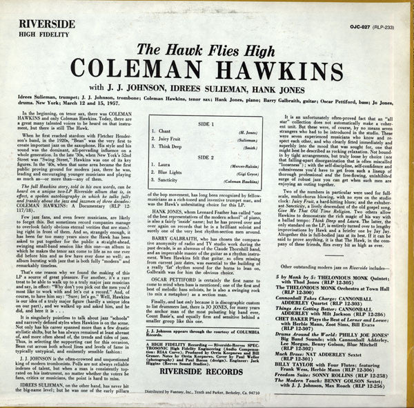 Coleman Hawkins : The Hawk Flies High (LP, Album, Mono, RE)