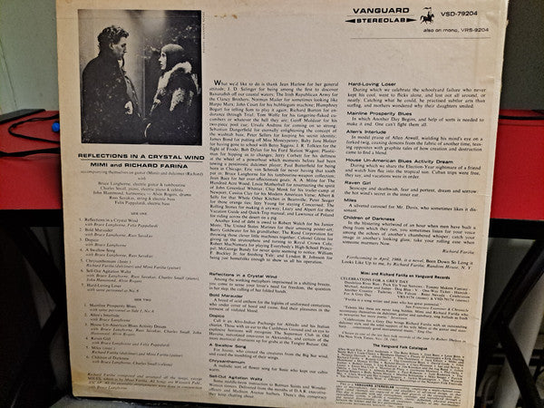 Richard & Mimi Fariña* : Reflections In A Crystal Wind (LP, Album, Ora)