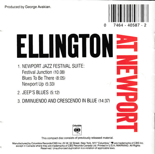 Duke Ellington And His Orchestra : Ellington At Newport (CD, Album, RE, RM)