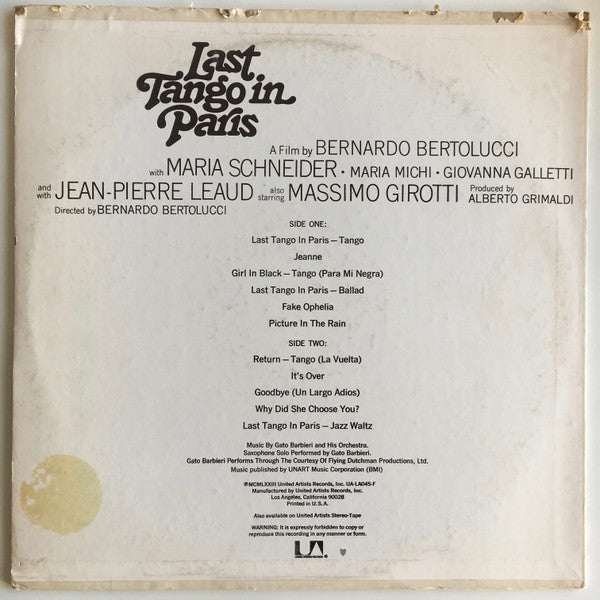 Gato Barbieri : Last Tango In Paris (LP, Album)