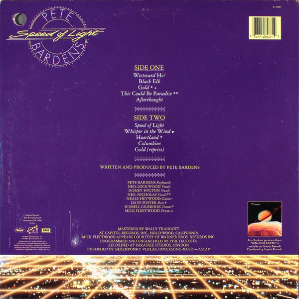 Pete Bardens* : Speed Of Light (LP, Album, Spe)