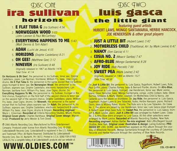 Ira Sullivan, Luis Gasca : Horizons / The Little Giant (2xCD, Comp, RE)