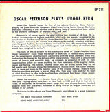 Oscar Peterson : Oscar Peterson Plays Jerome Kern (7", EP, Mono)