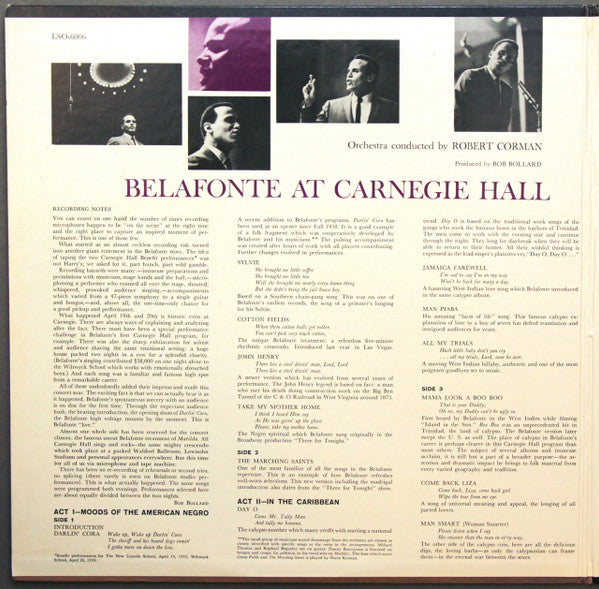 Harry Belafonte : Belafonte At Carnegie Hall: The Complete Concert (2xLP, Album, Ind)
